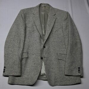 Grand Entry 46R Gray Tweed Western Yoke Cowboy Rodeo USA Made Blazer Jacket Coat